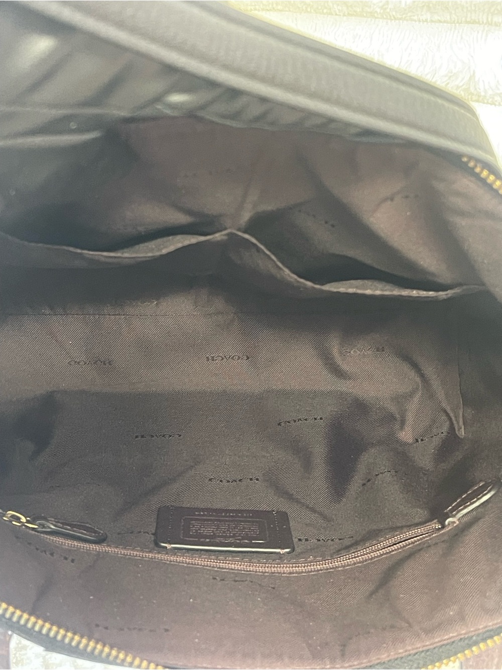 COACH Taylor Black Coated Canvas Tote with White Butterfly Signature Print - Picture 9 of 10